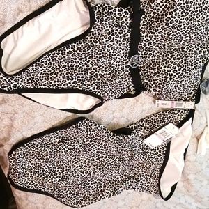 Michael Kors Logo-Belt, Animal Printed Bandeau One-Piece Swimsuit